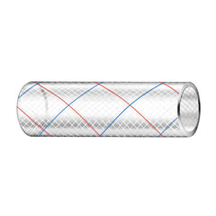 Trident Marine 1/2" x 50' Clear Reinforced PVC Hose Tubing Red Blue Tracer