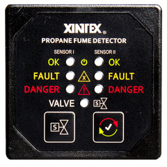 Fireboy-Xintex Propane Fume Detector Alarm w/2 Plastic Sensors Solenoid Valve - Square Black Bezel Display