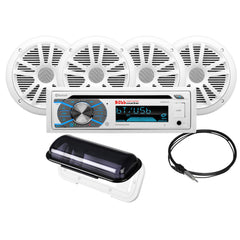 Boss Audio MCK508WB.64S Marine Stereo 2 Pairs of 6.5" Speaker Kit - White