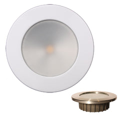 Lunasea Gen3 Warm White, RGBW Full Color 3.5 IP65 Recessed Light w/White Stainless Steel Bezel - 12VDC