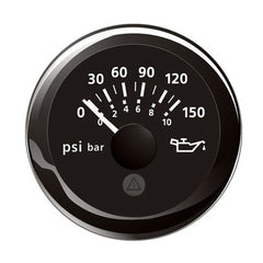 Veratron 52MM (2-1/16") ViewLine Oil Pressure Indicator 0 to 150 PSI - Black Dial Round Bezel