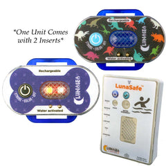 Lunasea Child/Pet Safety Water Activated Strobe Light w/RF Transmitter Portable Audio/Visual Receiver - Blue Case