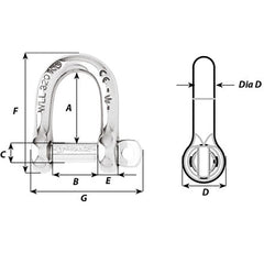 Wichard Not Self-Locking D Shackle - 14mm Diameter - 9/16"