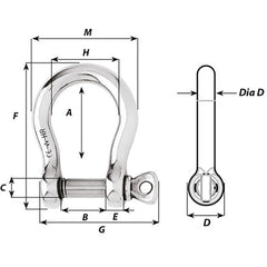 Wichard HR Bow Shackle - 8mm Pin Diameter