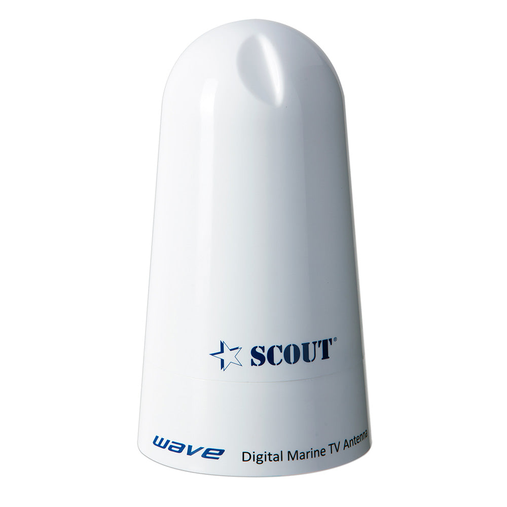 Scout Wave 4" White TV Antenna Omnidirectional 25dB Gain w/10M, 75 ohms, Cable