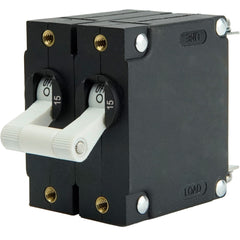 Egis A Series White Toggle Panel Mount Circuit Breaker - Dual Pole 15A