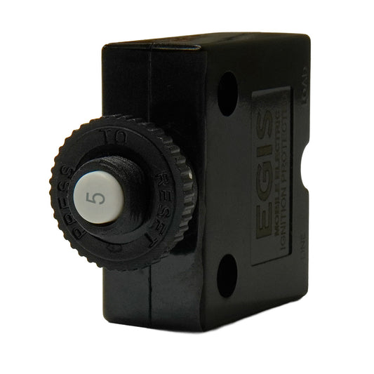 Egis 5A Push Button Panel Mount Circuit Breaker - Spade Terminal