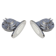 Schmitt Marine Mini Stainless Steel Dual Drop-In Horn w/Stainless Steel Grills High  Low Pitch