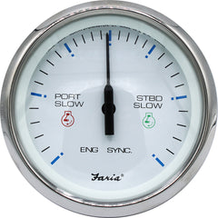 Faria 4" Chesapeake SS White Engine Synchronizer - Dual Gas  Var Ratio Alt Diesel