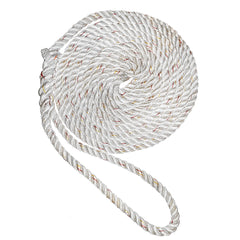 New England Ropes 5/8" Premium 3-Strand Dock Line - White w/Tracer - 15