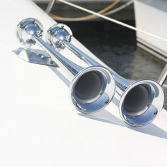 Marinco 24V Chrome Plated Dual Trumpet Air Horn