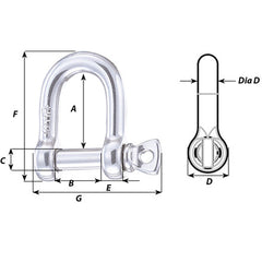 Wichard HR D Shackle - Diameter 1/4"