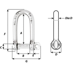 Wichard Self-Locking Long D Shackle - 10mm Diameter - 13/32" [1215W]