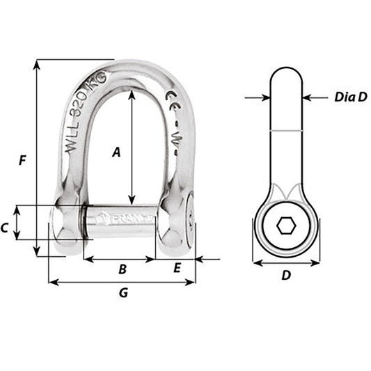 Wichard Self-Locking Allen Head Pin D Shackle - 10mm Diameter - 13/32" [1305W]