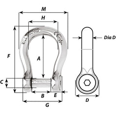 Wichard Self-Locking Allen Head Pin Bow Shackle - 10mm Diameter - 13/32" [1345W]
