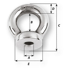 Wichard 12mm Eye Nut - Thread M12 x 175mm
