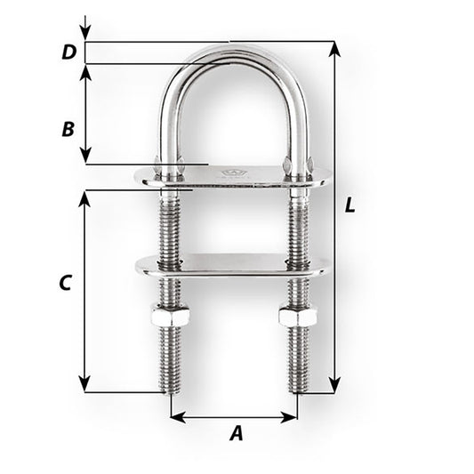 Wichard U-Bolt Pad Eye - 6mm Diameter - 15/64" - 90mm Length - 3-35/64" [6523W]