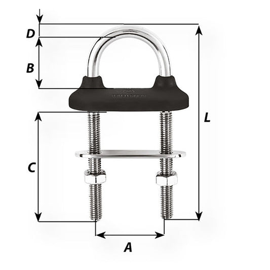 Wichard Black Watertight U-Bolt - 6mm Diameter - 15/64" - 70mm Length - 2-3/4" [65331W]