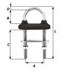 Wichard Black Watertight U-Bolt - 10mm Diameter - 25/64" - 90mm Length - 3-35/64"