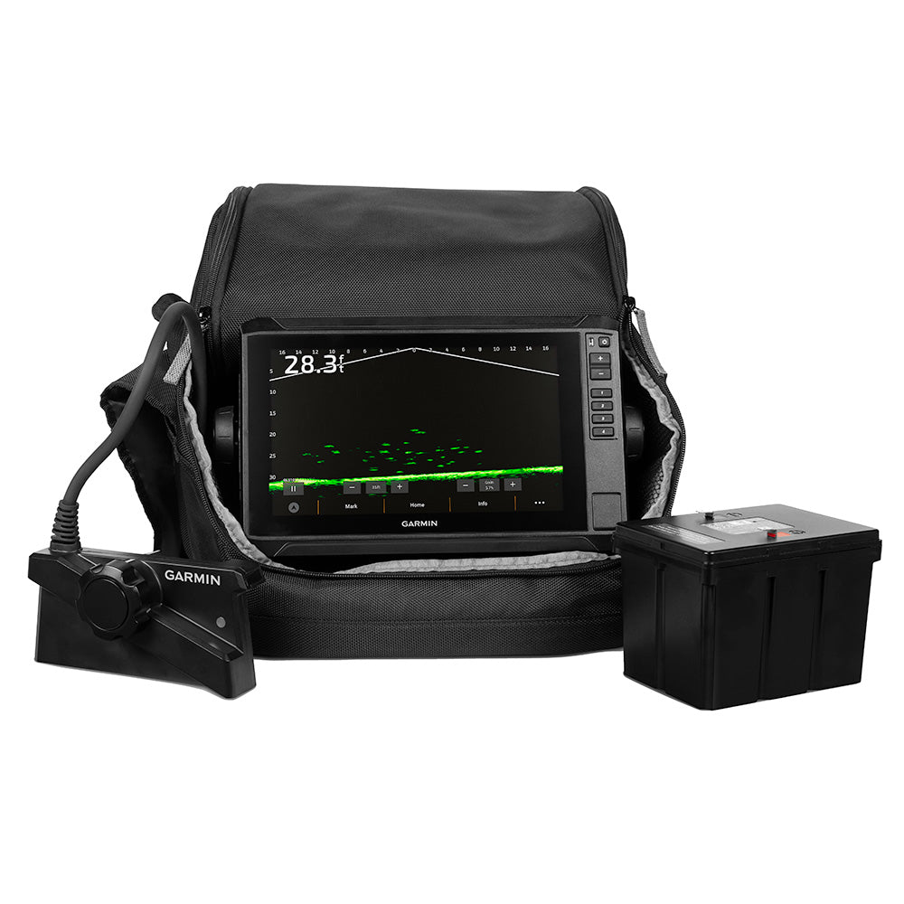 Garmin ECHOMAP UHD2 93SV LiveScope Plus Ice Fishing Bundle LI w/ECHOMAP UHD2 93sv, LiveScope Plus System  Lithium-ion Battery